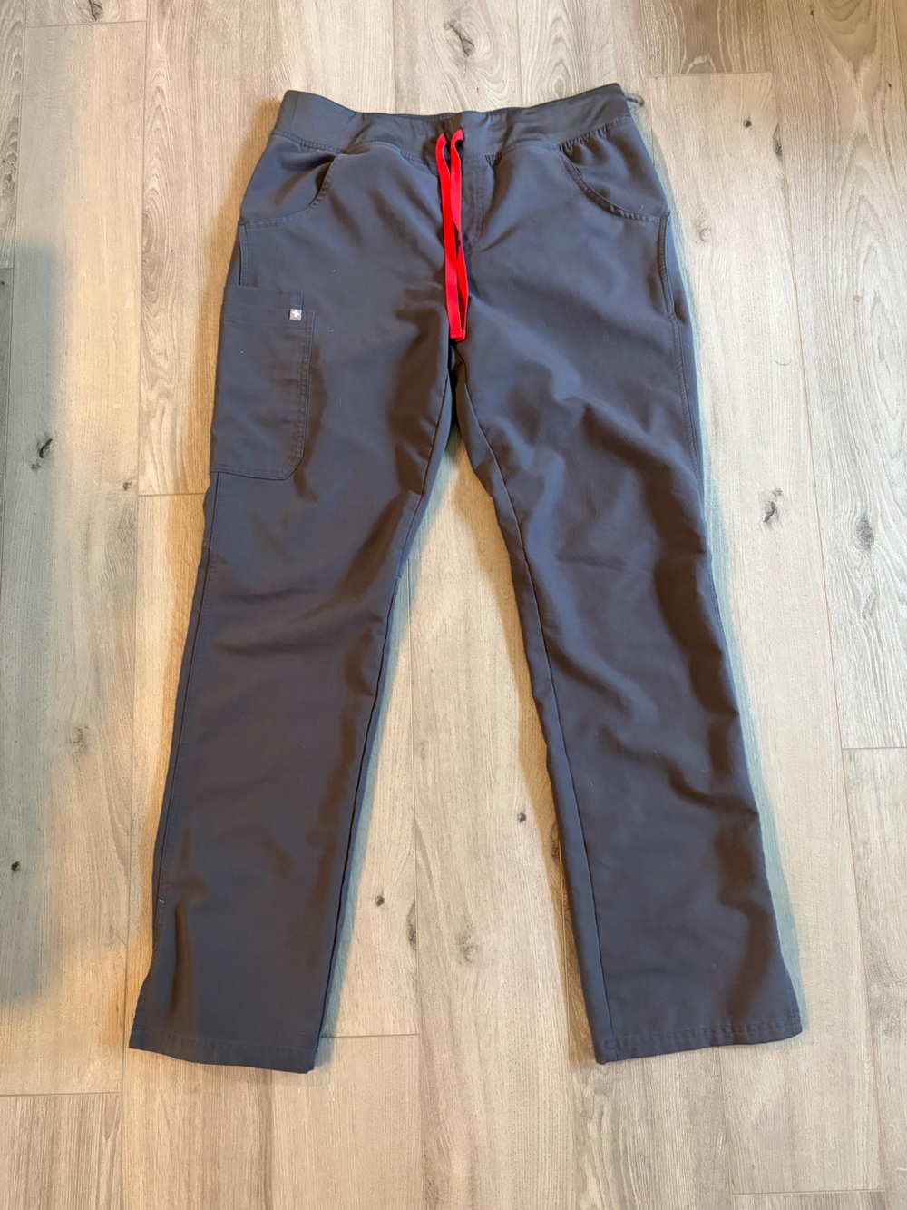 Figs Women's Charcoal Scrub Pants with Red Drawstring